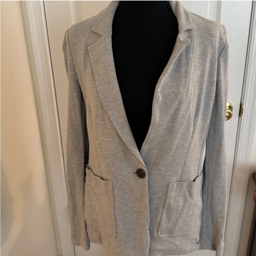Loft Gray Jersey Knit Stretch Blazer Jacket Sz S
